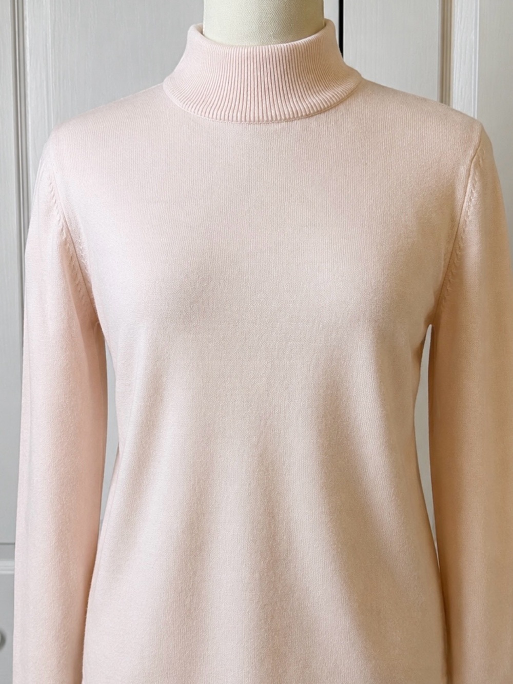 Orvis Pale Pink Mock Neck Sweater Cashmere/Cotton Medium NWOT